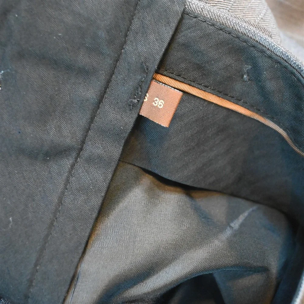 Vtg‎ Y2K Boxy 2000s 42S 33x29 Gray Striped 100% Wool Mens Jacket Pants Suit